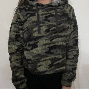 Forever 21 Fuzzy Camo Hoodie